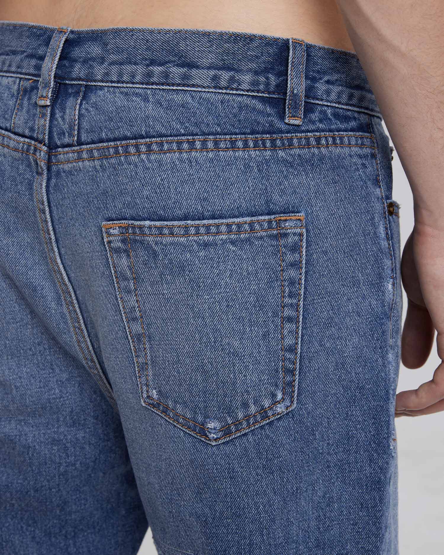 Blue Distressed Straight Jeans image 4