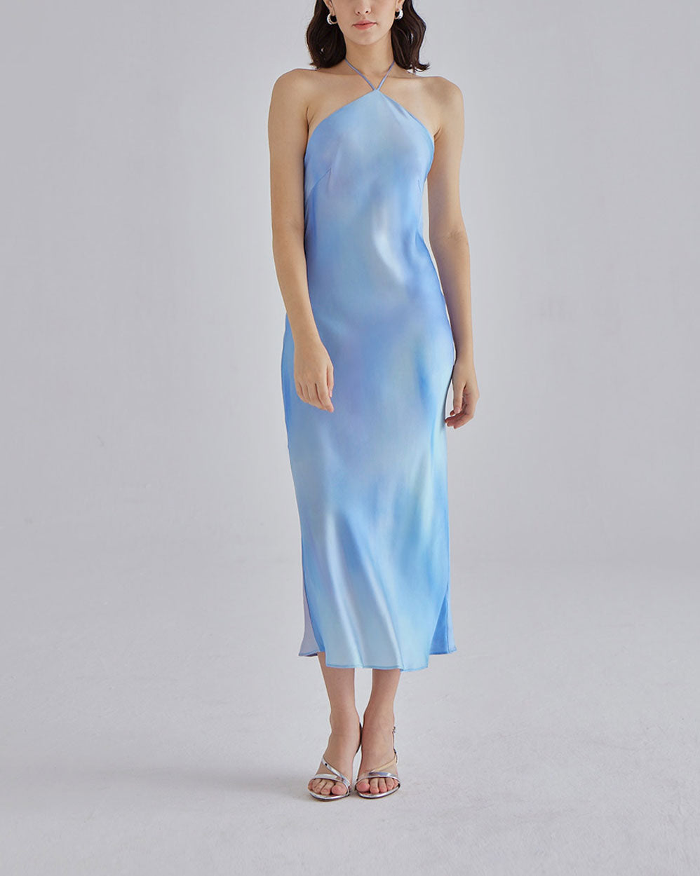 Classic Halter Neck Midi Silk Dress image 2