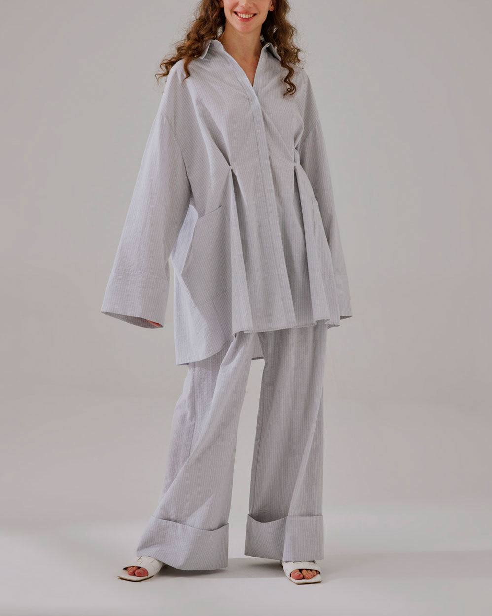 Draped Cotton Striped Set image 1