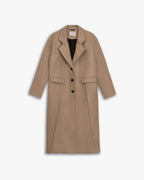 Faux Leather Coat with Pinched Pleats - Oatmeal, S image