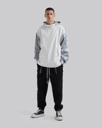 Two-Tone Paneled Hoodie - White, S image