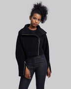 Cropped Woolen Biker Jacket image 1