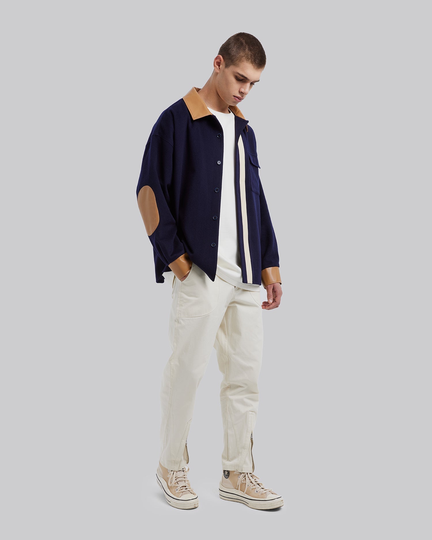Contrast Panel Wool Overshirt image 3