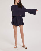 Basic Relaxed Crop Top - Navy, S image