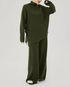 Wool Slant Cut Lounge Set - Army Green, M image