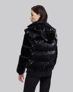 Black Classic Shiny Puffer Jacket image 4