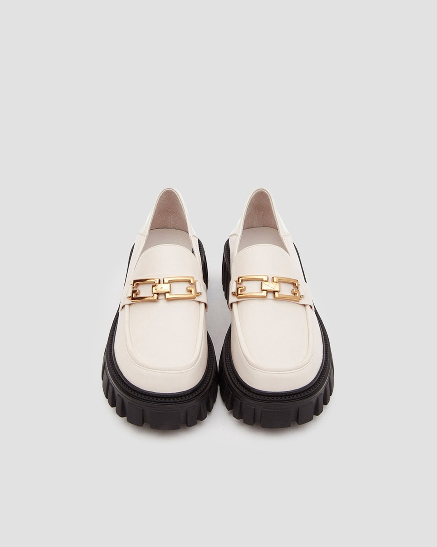 Leather Loafers With Chain - White, 8 image