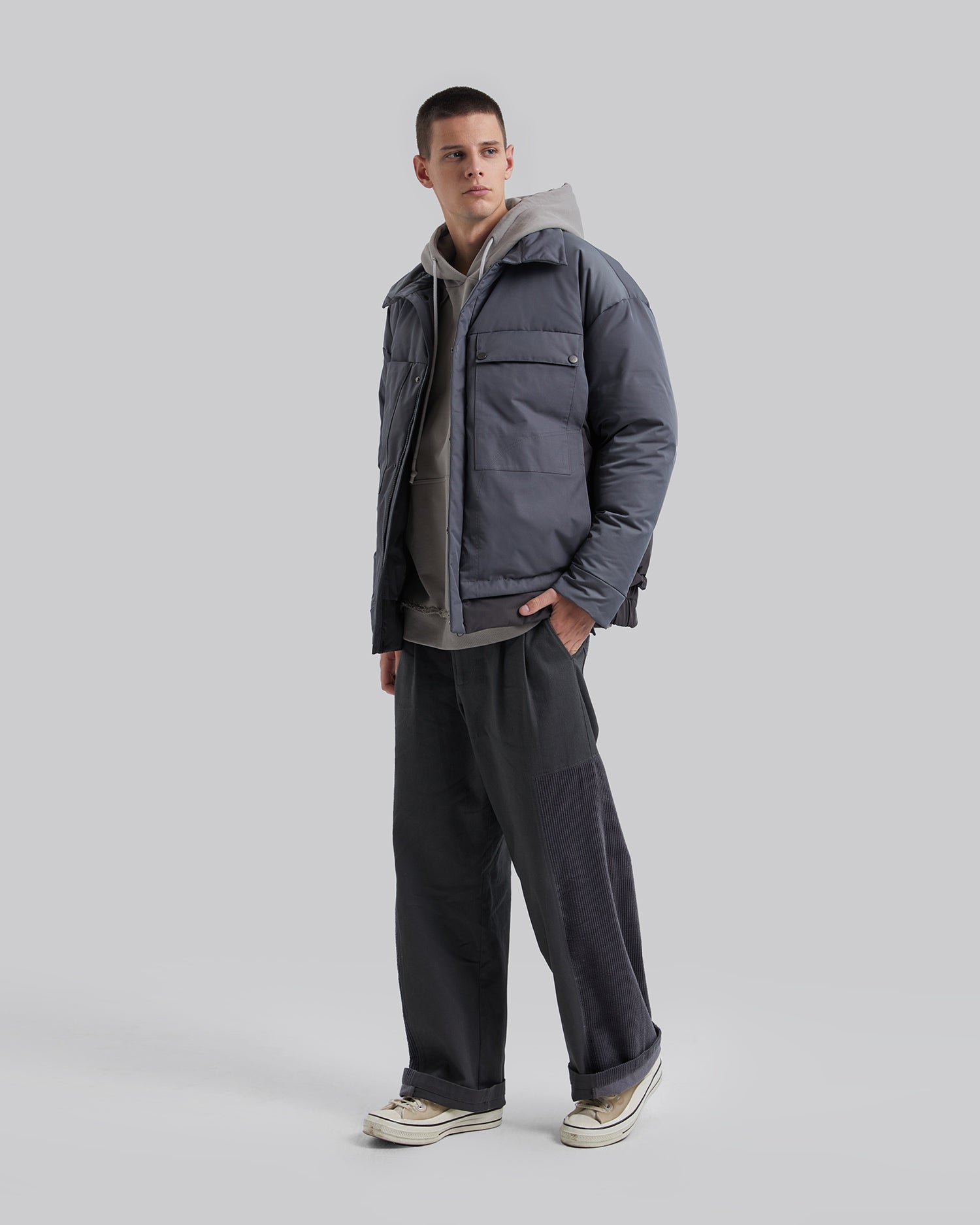High Collar Panel Puffer Jacket image 2