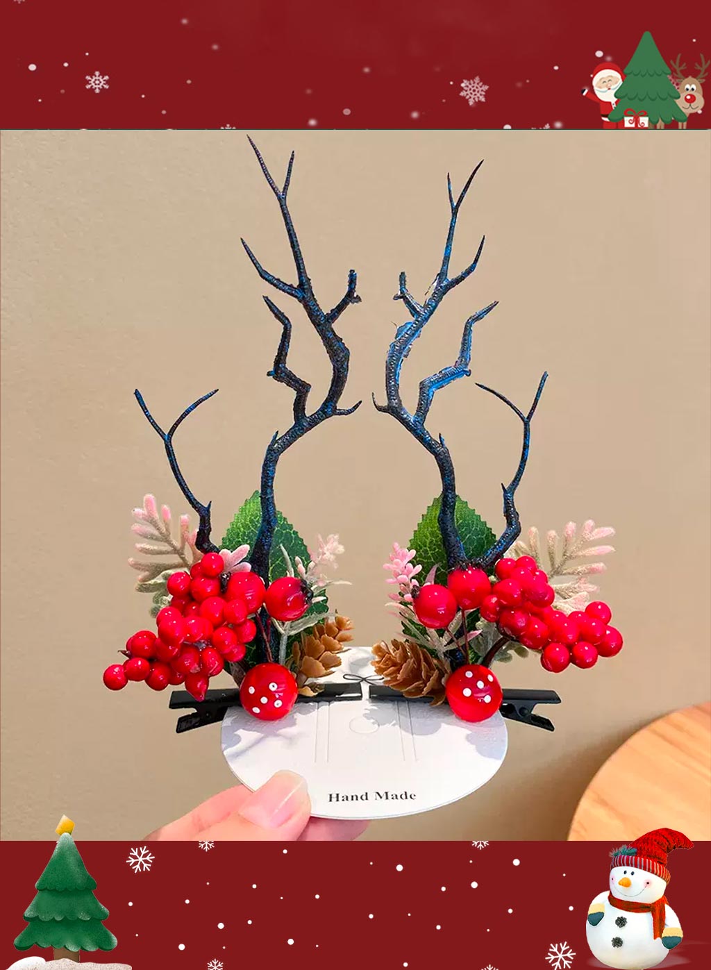 Special Christmas moose headdress - Navy, OS image
