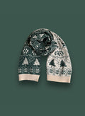 Christmas moose pattern faux cashmere scarf - DarkGreen, OS image