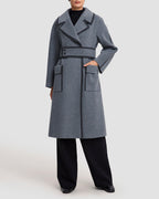 Belted Trimmed Wool-Cashmere Coat - Grey, XL image