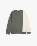 Half Paneled Two-Tone Sweatshirt - Moss Green, M image