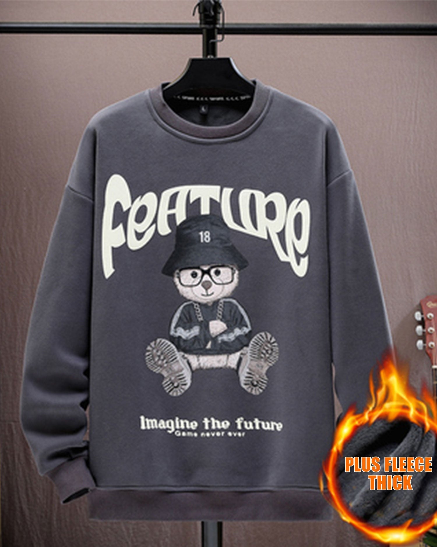 Printed Crewneck Cotton Sweatshirt - Suva Grey, XL image