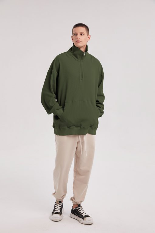 Half-Zip Front Pocket Pullover - Army Green, S image
