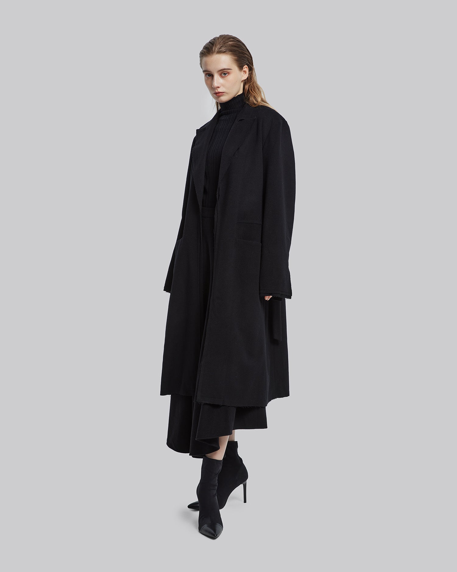 Belted Raw-Edge Wool Coat image 2