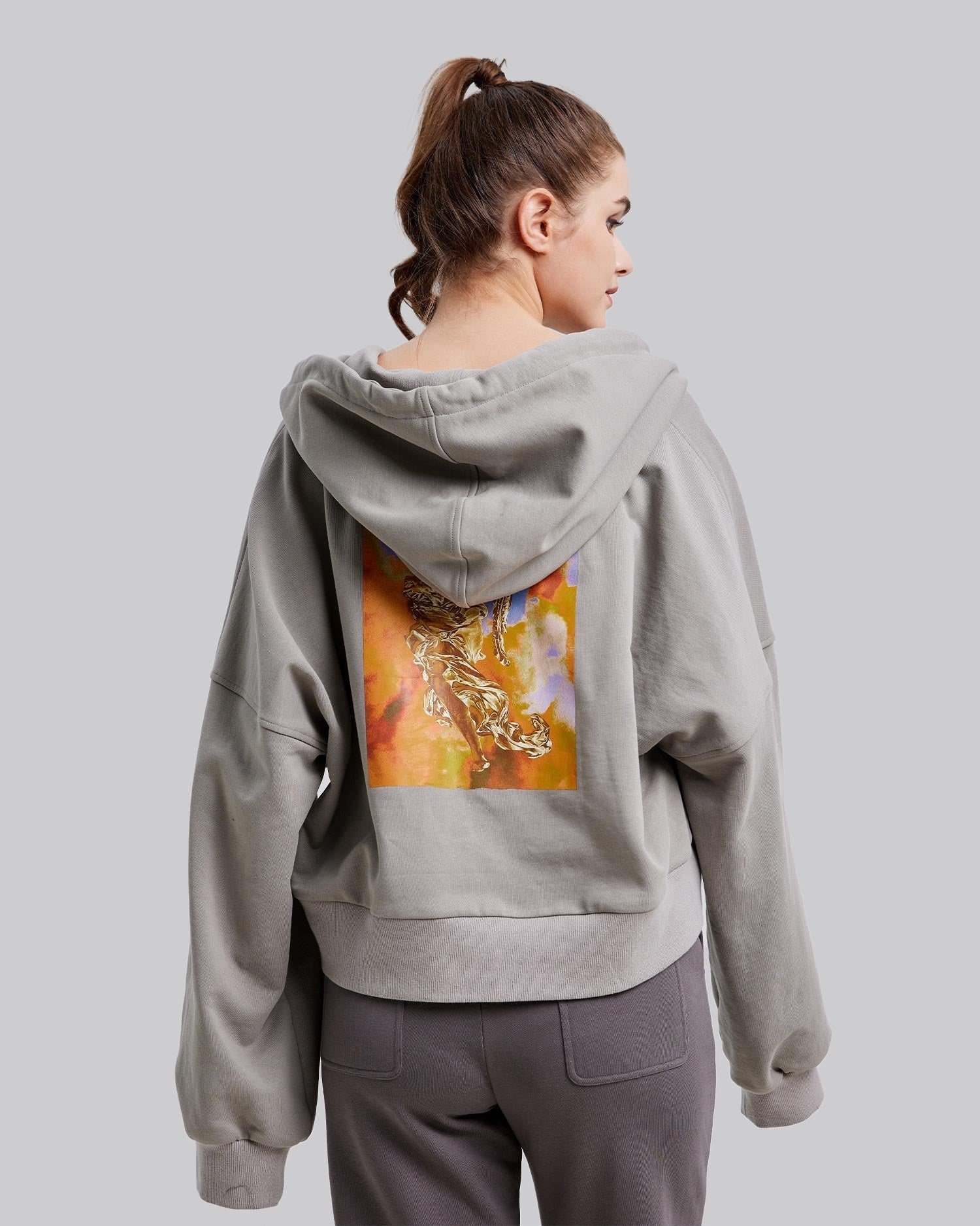 Graphic Print Zipped Hoodie image 1