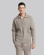 Polo Collar Wool Sweater - Oatmeal, S image