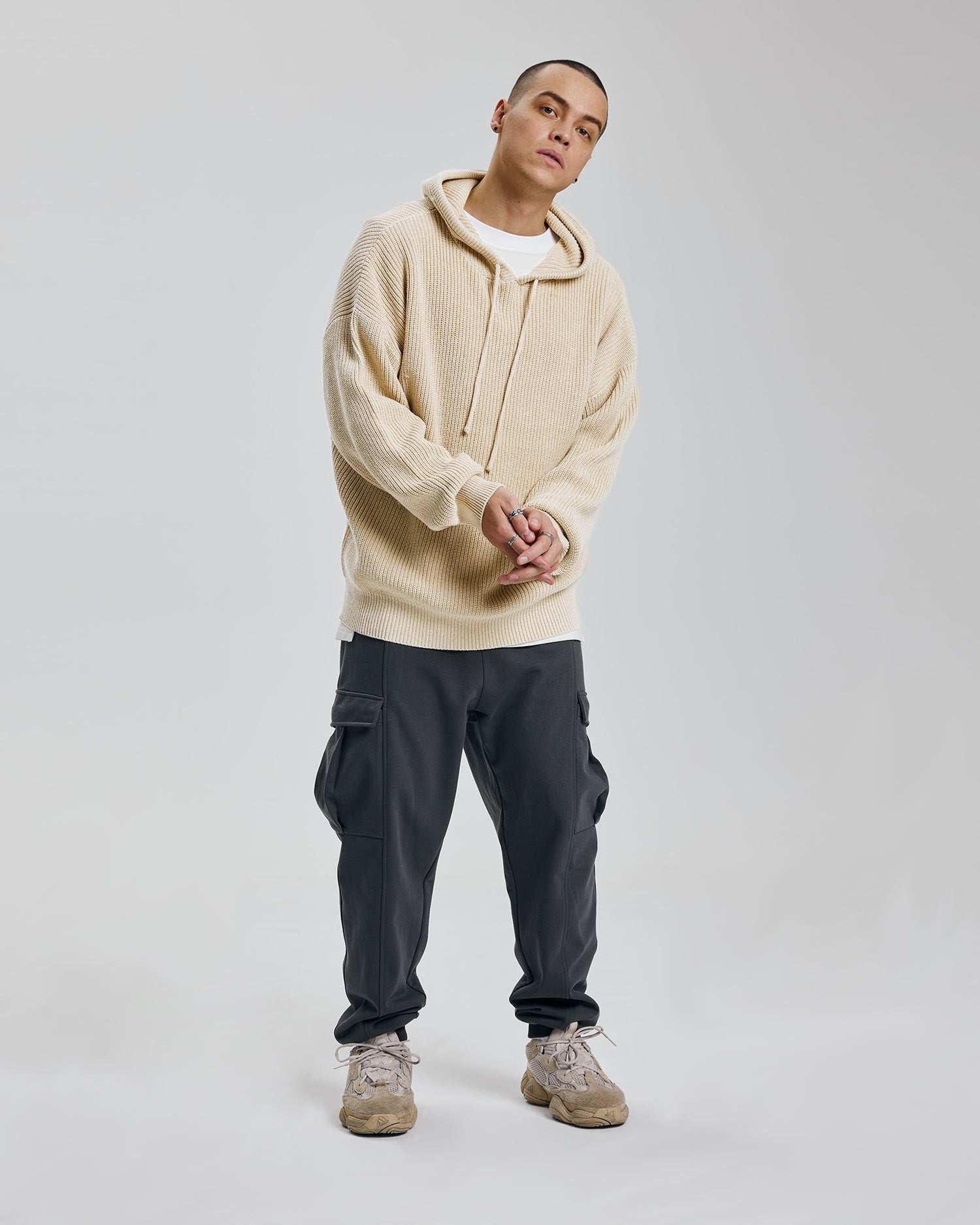 Knitted Hooded Sweater - Linen, S image