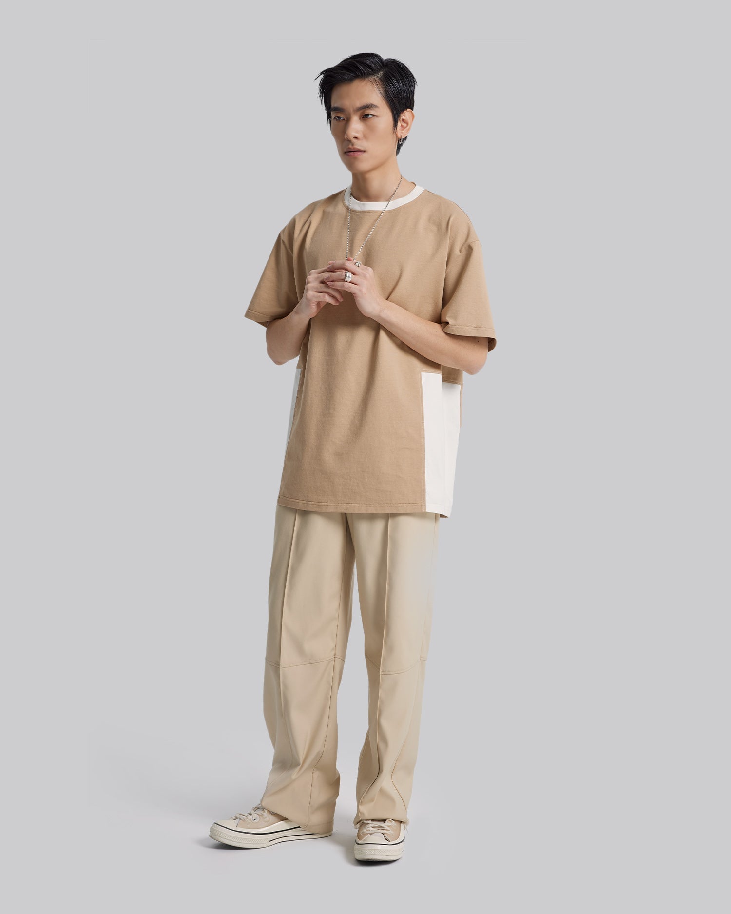 Two-Tone Patchworks T-Shirt - Khaki, L image