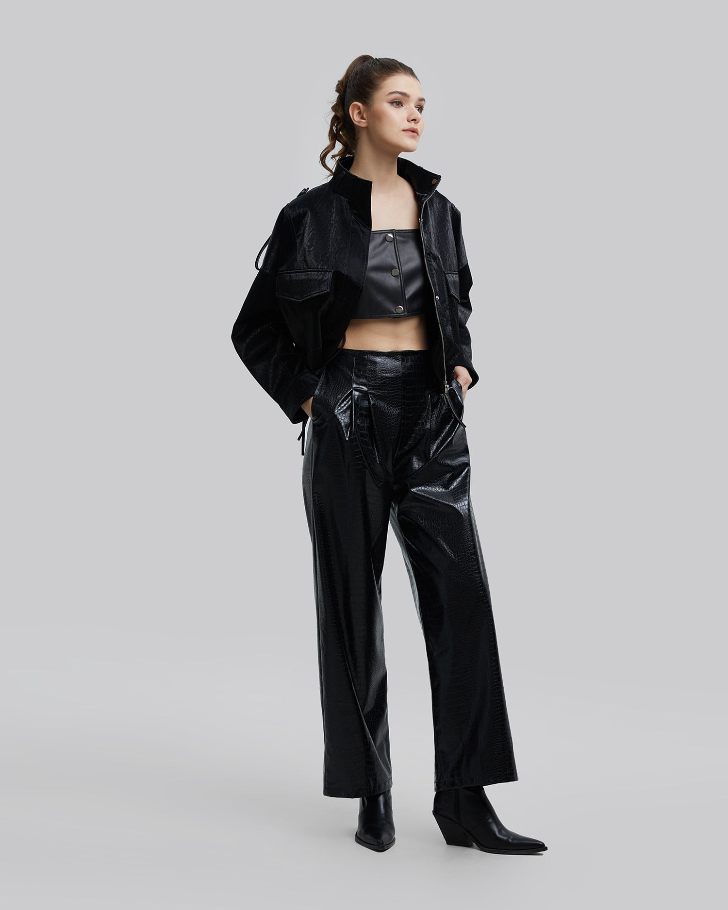 Cropped Faux-Leather Jacket image 3