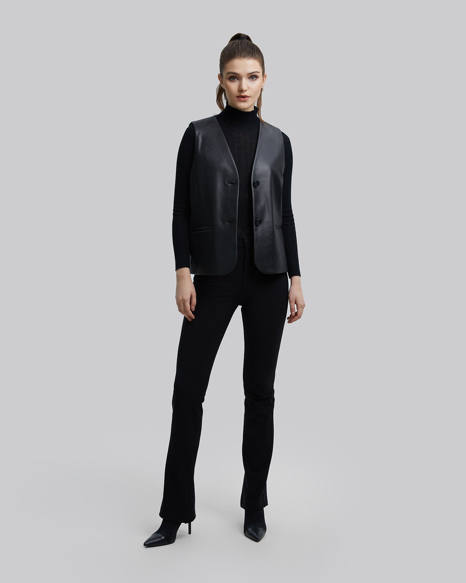Faux-Leather Vest - Black, L image