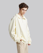 Half-Zipper Cotton Sweatshirt - Light Beige, L image