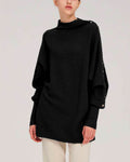 Button-Sleeve Cashmere Sweater - Black, XS image