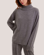 100% Merino Wool Turtleneck Casual Top - Grey, L image