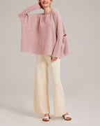 Pure Cashmere Batwing Sleeve Crew Sweater - Coral Pink, S image