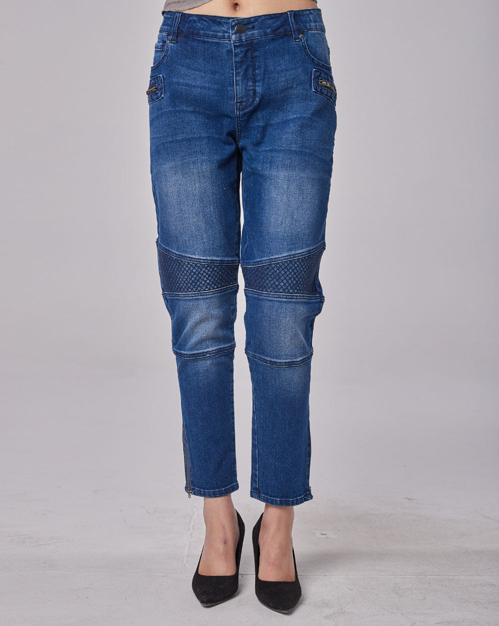 Fishnet Slim-Fit Jeans - Blue, S image