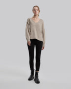V-Neck Casual Sweater - Light Camel, M image