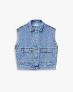 Sleeveless Patch Pocket Denim Jacket image 0