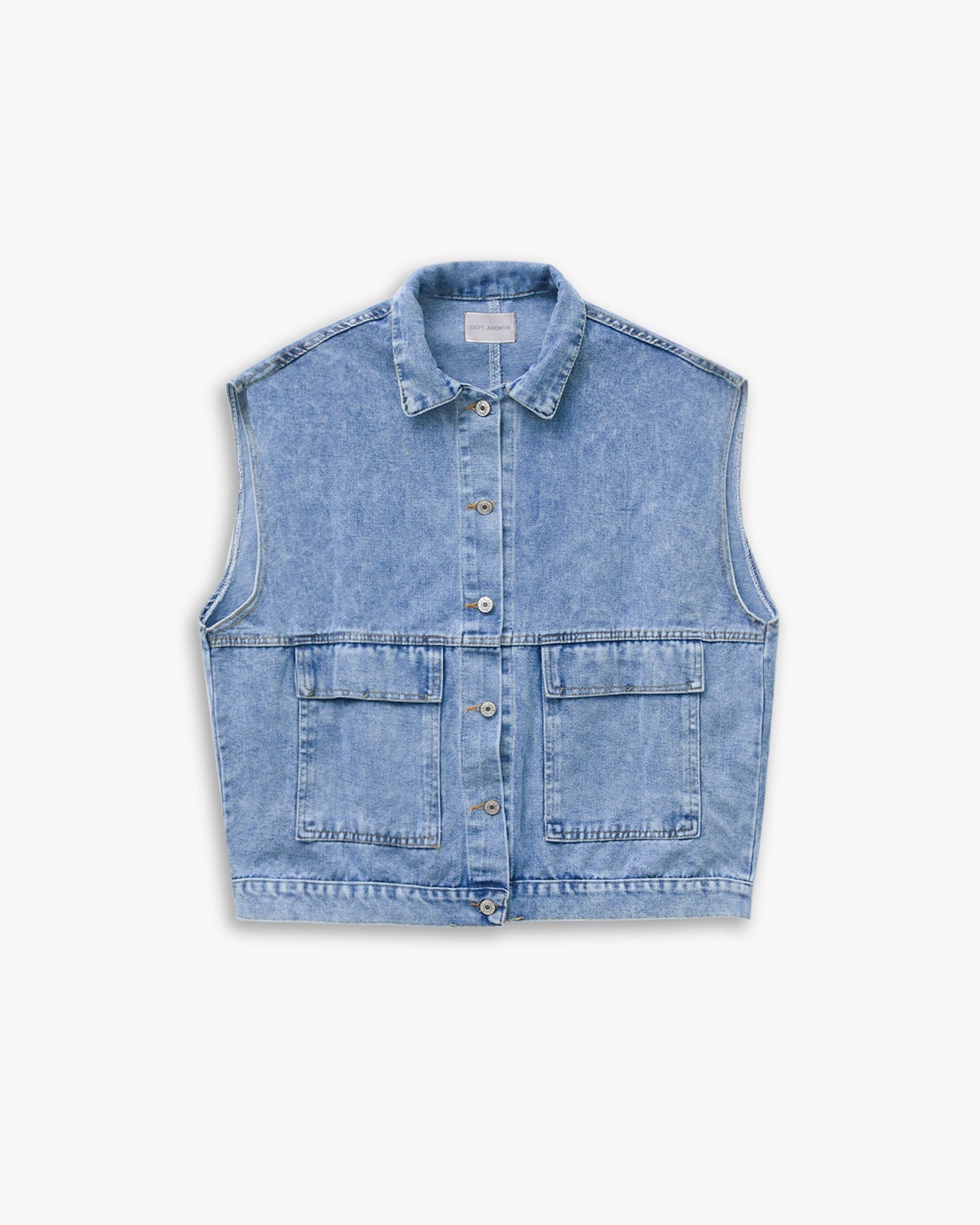 Sleeveless Patch Pocket Denim Jacket image 0