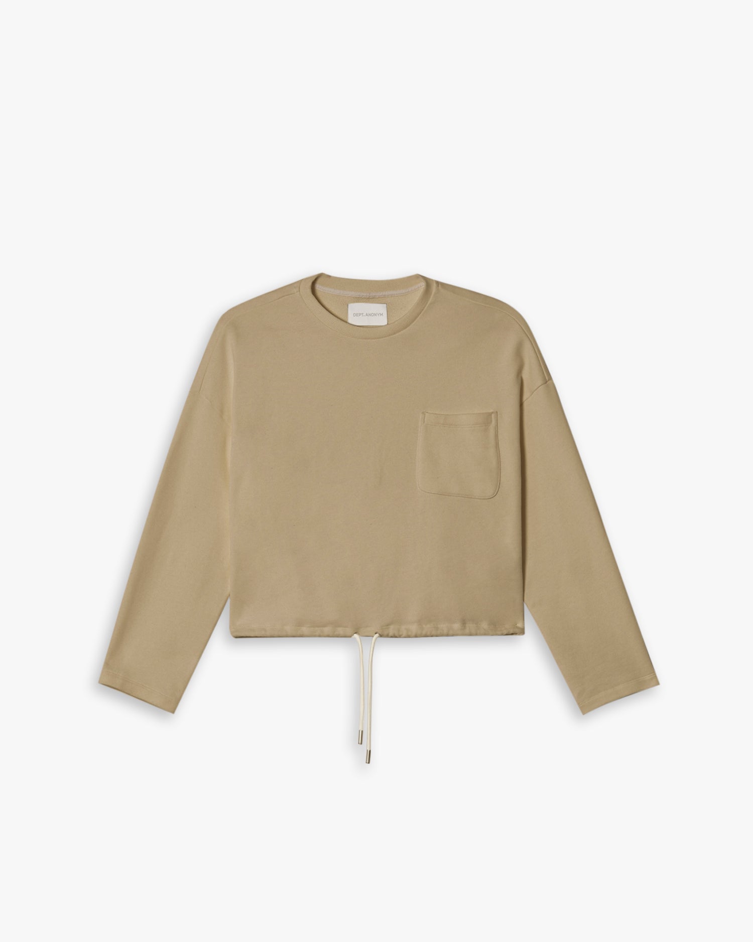 Cinchable Plain Sweatshirt - Khaki, L image