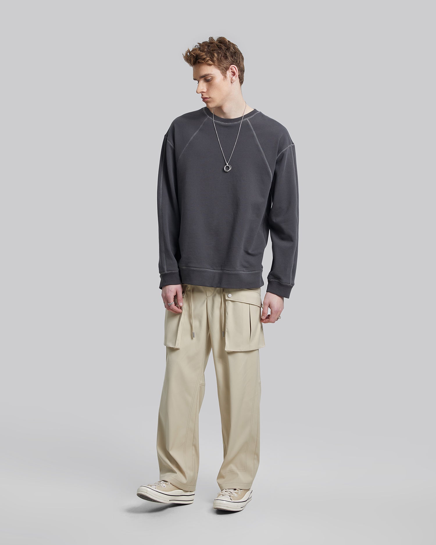 Drawstring Cargo Pants - Khaki, L image