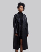 Faux Leather Coat with Pinched Pleats image 1