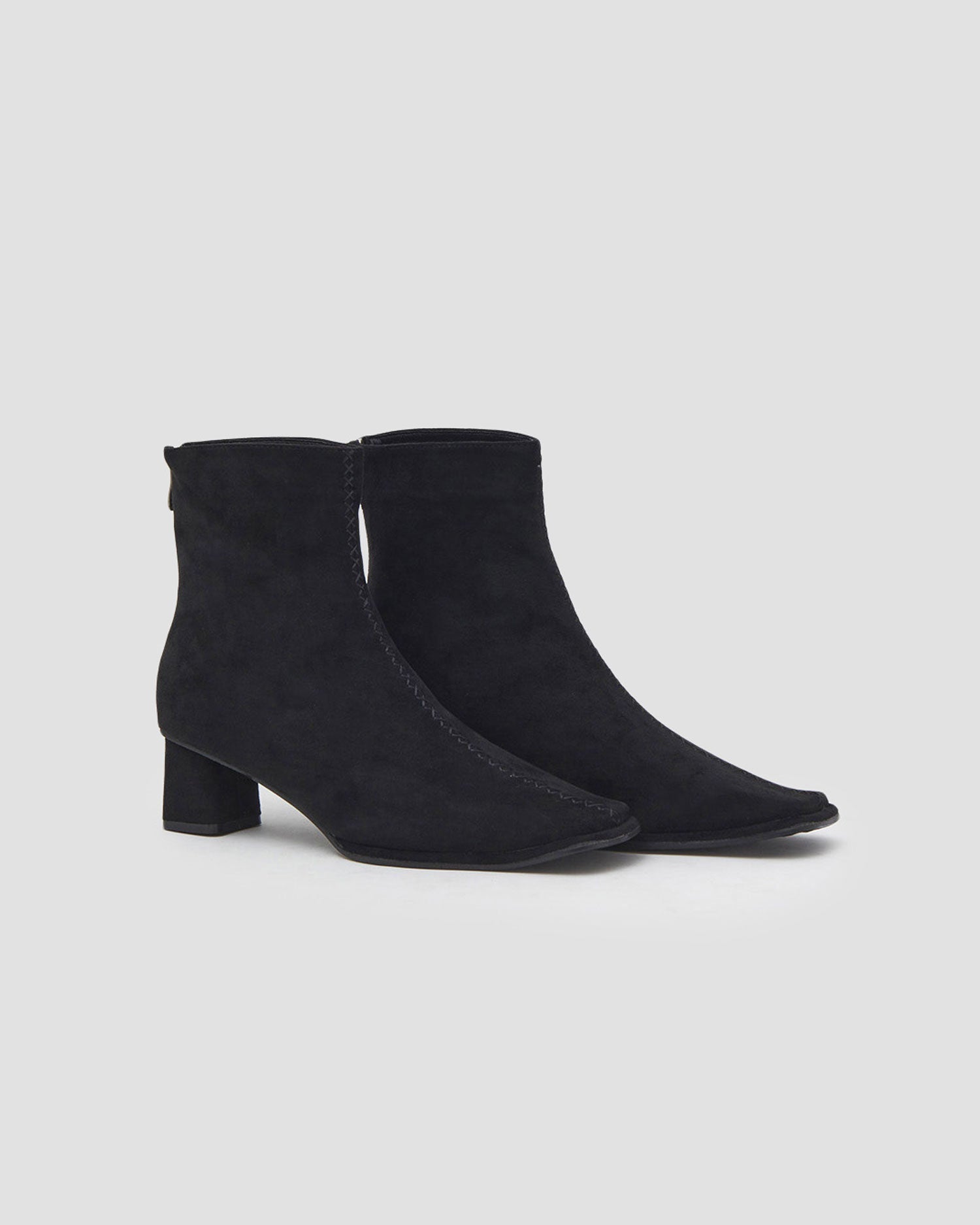 Suede Stitching Boots - Black, 5 image