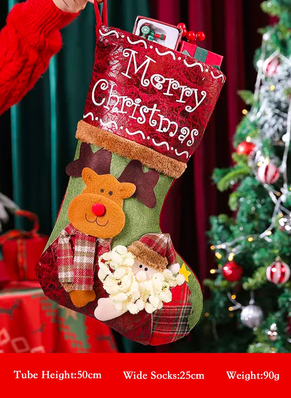 Christmas socks shaped gift bag - Khaki, OS image