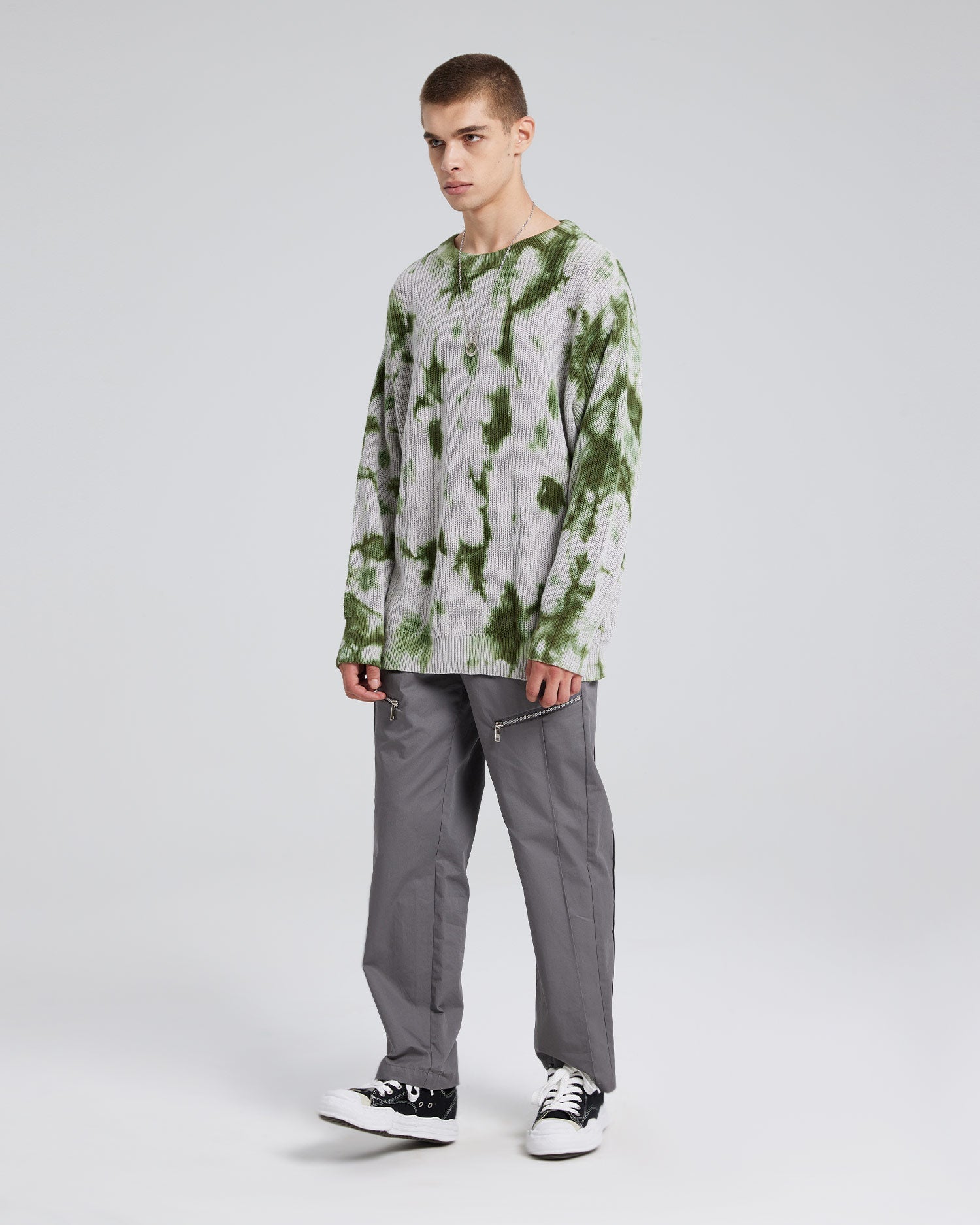 Cotton Pull-Over in Green &amp; Grey - Grey&amp;Green, M image