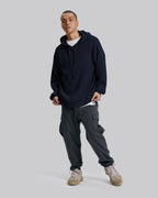 Knitted Hooded Sweater - Navy Blue, L image