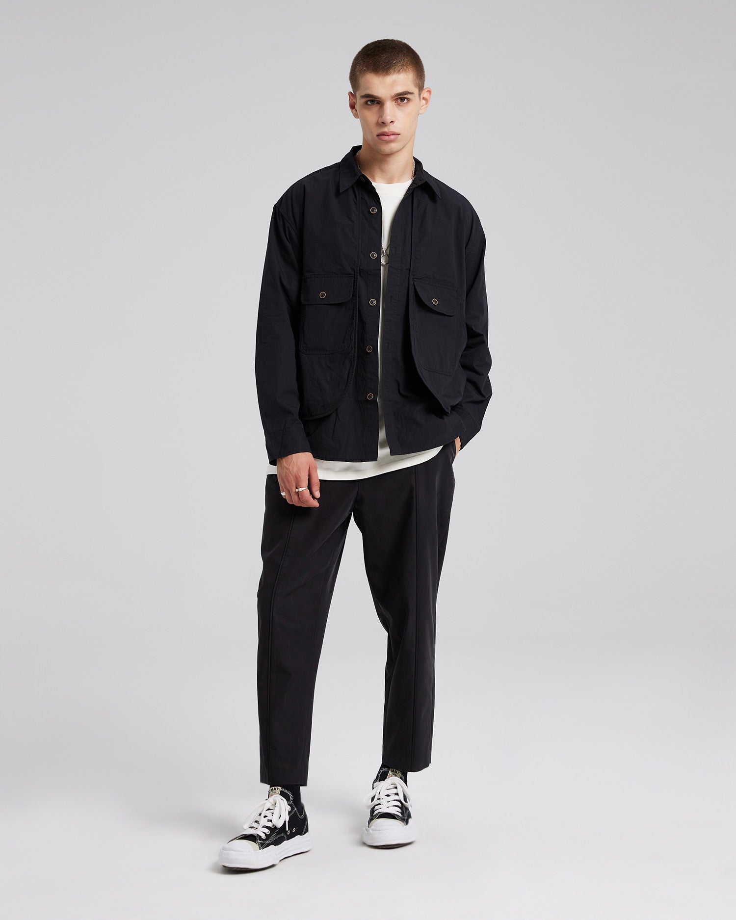All-Black Cotton Overshirt - Black, XL image
