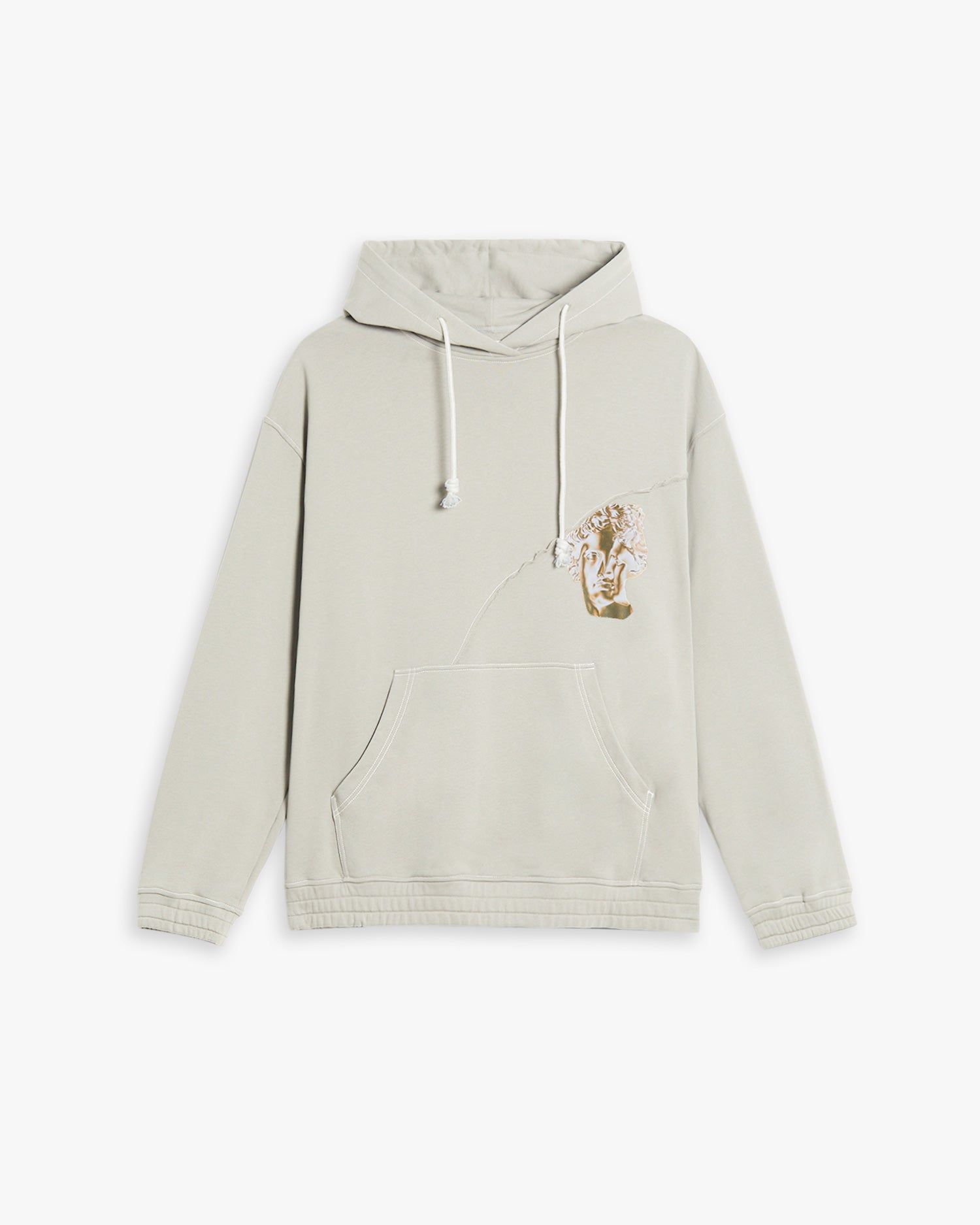 Raw-Edge Patchworks Hoodie - Champagne, M image