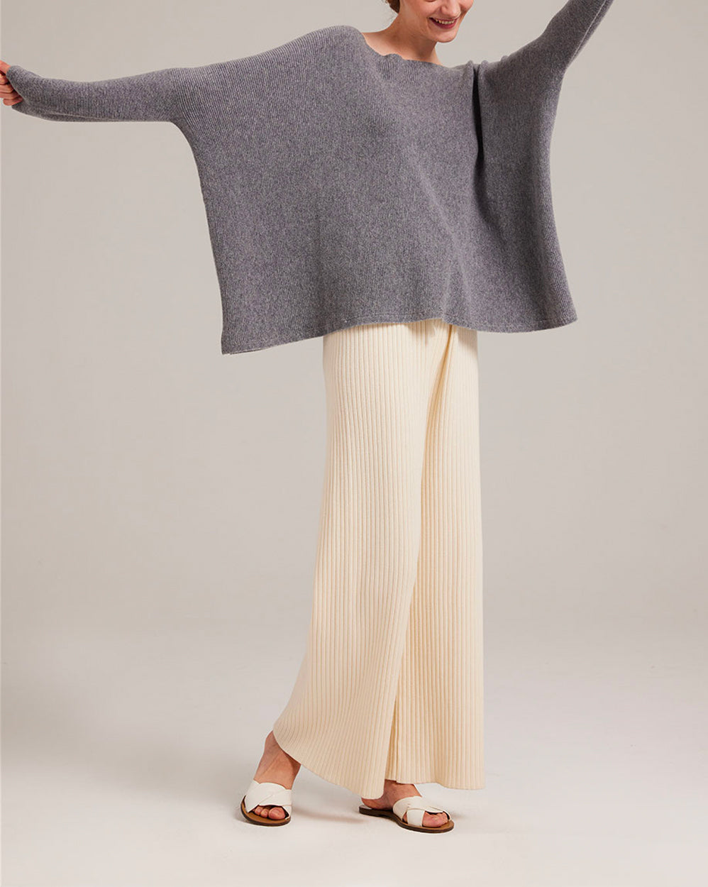 Pure Cashmere Batwing Sleeve Crew Sweater image 3