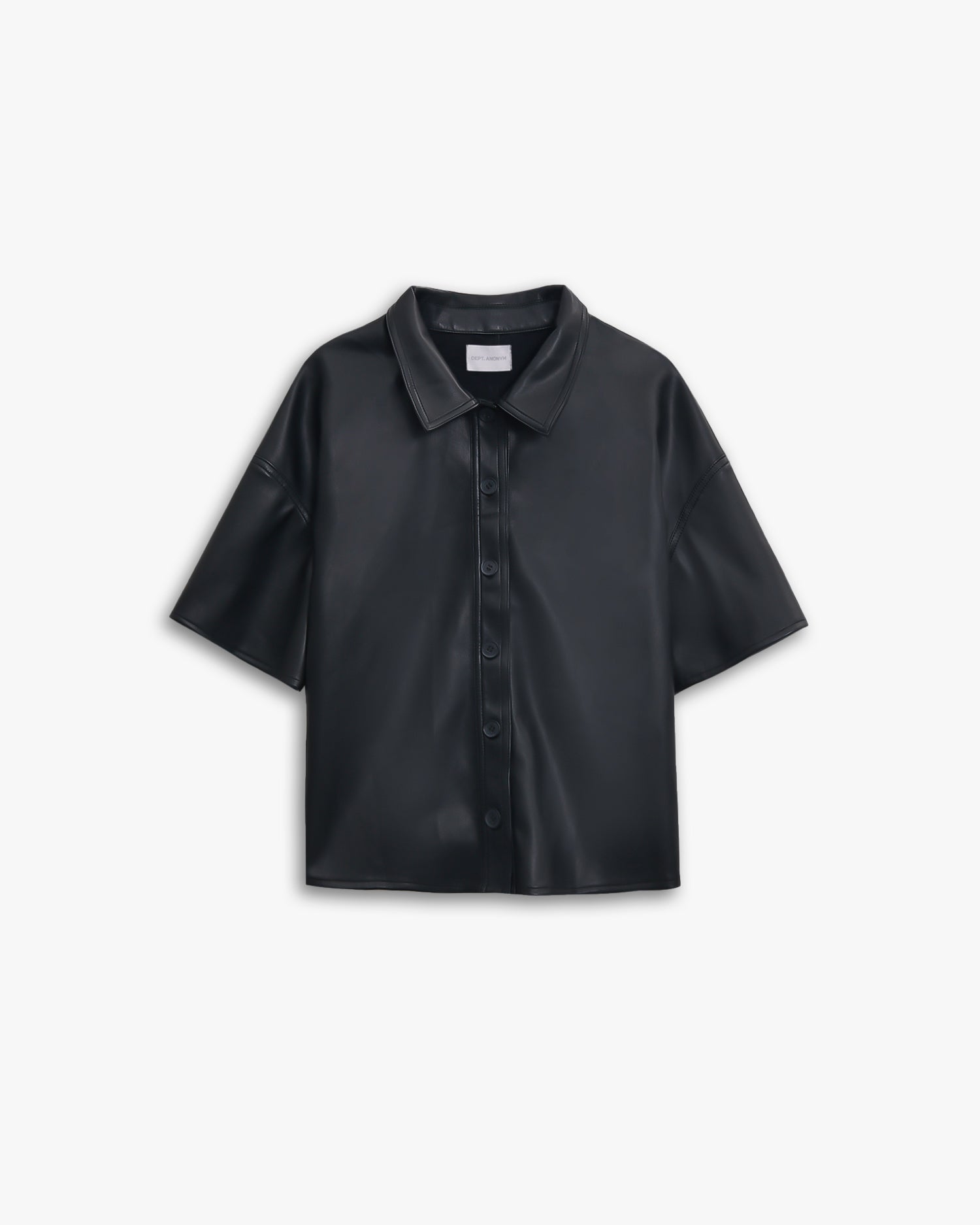 Faux-Leather Short-Sleeve Shirt image 0