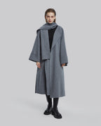 Wide Sleeves Cashmere Wrap Coat - Grey, S image