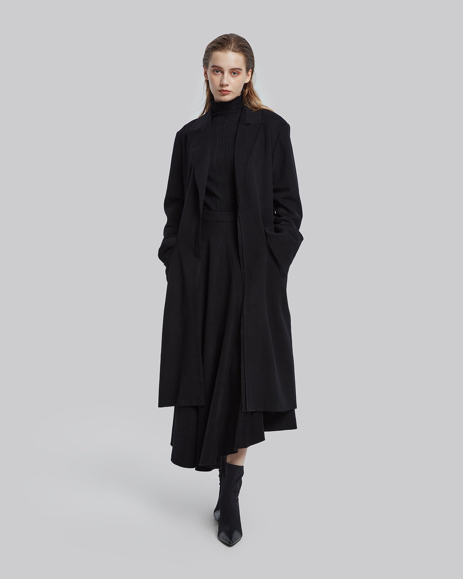 Belted Raw-Edge Wool Coat image 1