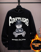 Printed Crewneck Cotton Sweatshirt - Midnight Black, XL image