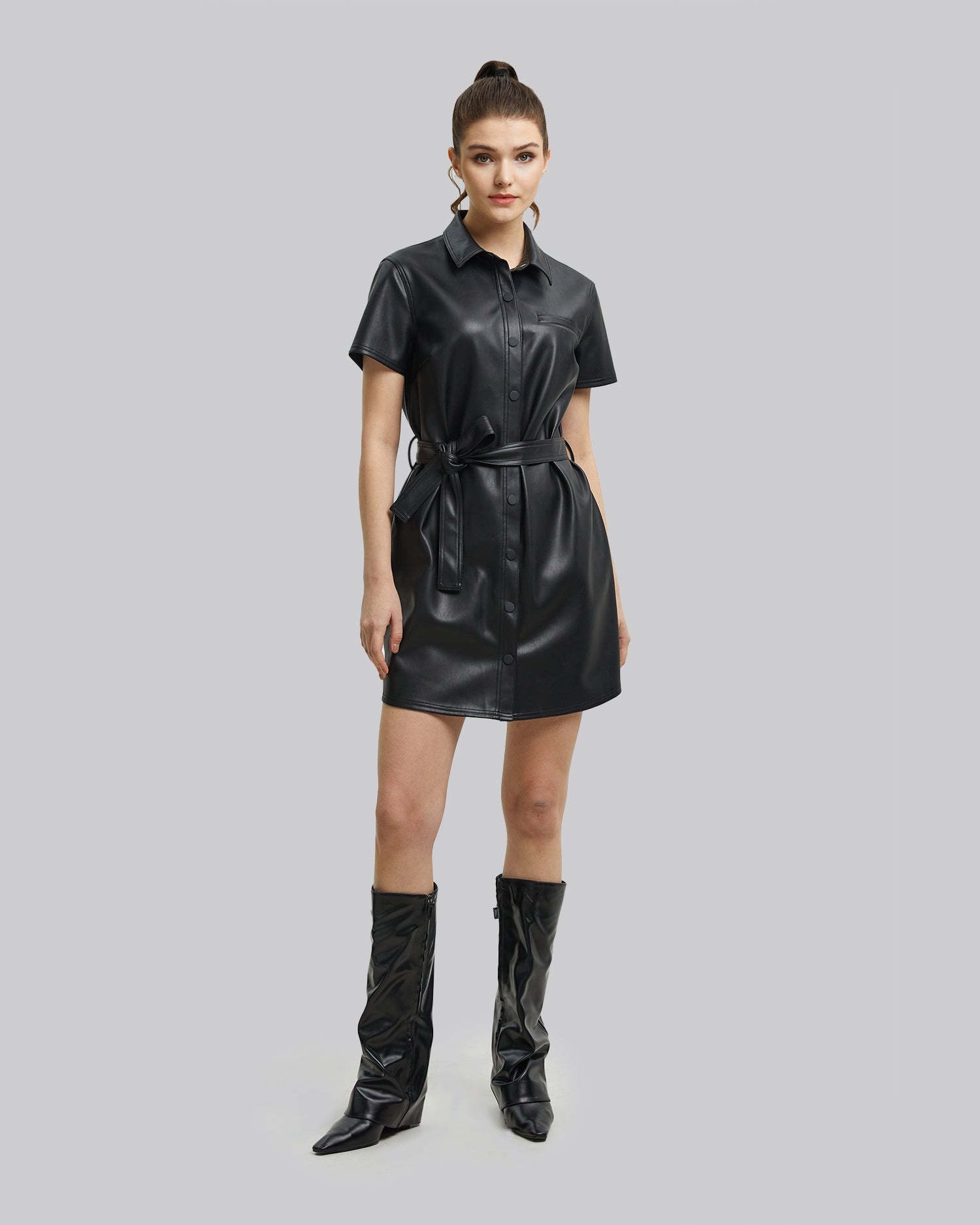 Faux-Leather Short-Sleeve Jacket image 4