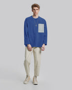 Exposed Seam Pocket Sweatshirt - Blue, S image