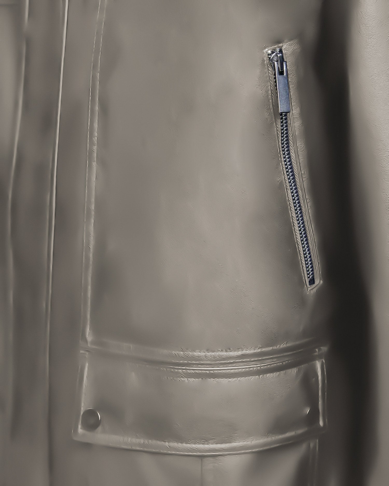 Multi-Pocket Leather-Like Long Coat image 6